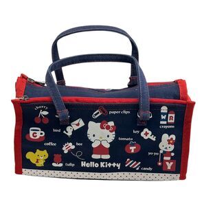 2007 Sanrio Smiles Hello Kitty Rorry Bear Rabbit Navy Red Art Supply Pouch Bag
